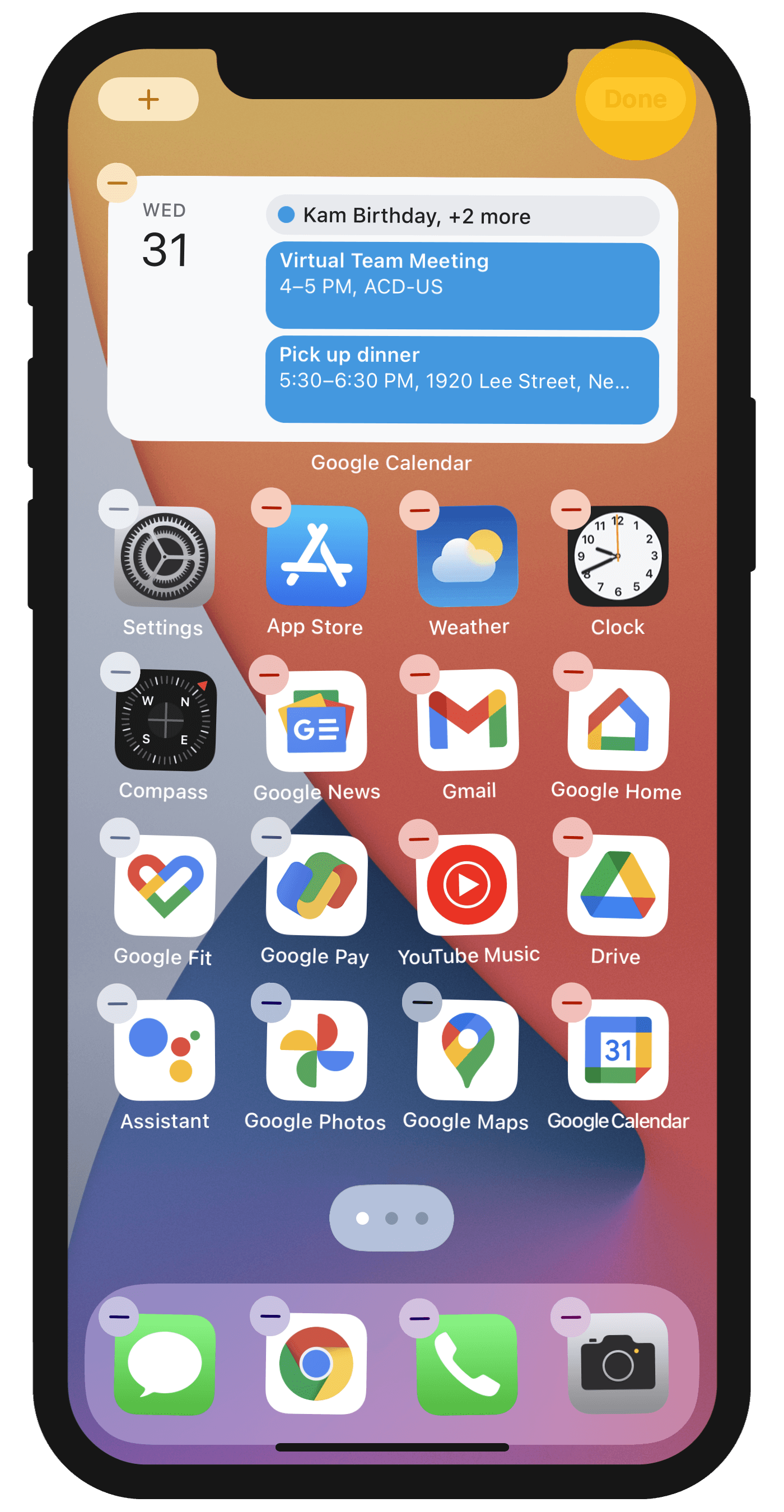 How do I make Google Calendar my home screen on my Iphone?