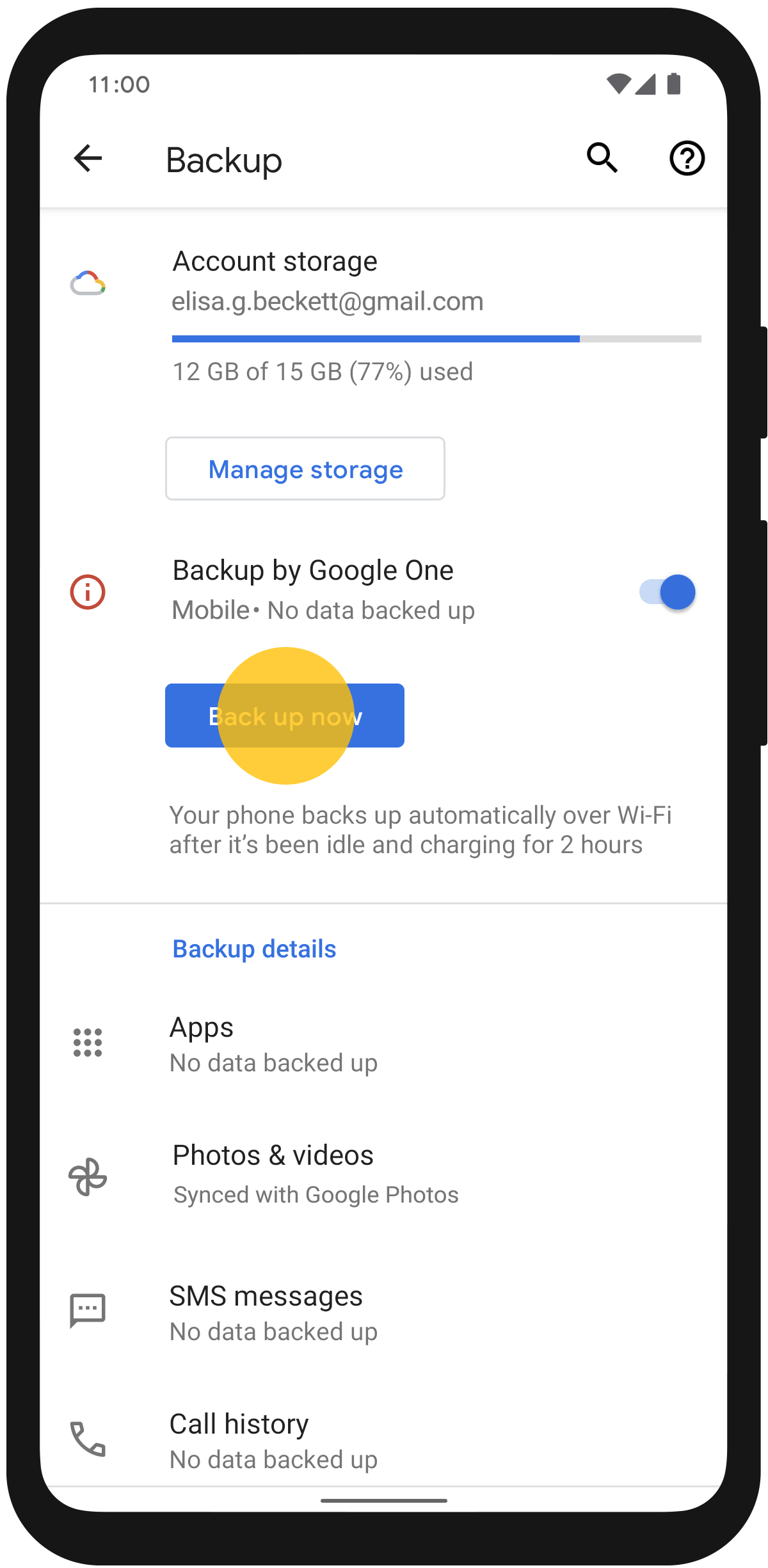 How do I find my Google backup?