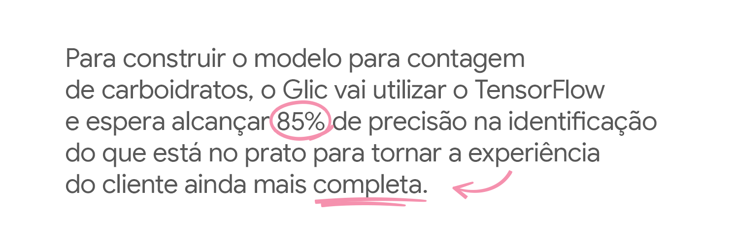 O TensorFlow será utilizado para construir o modelo de contagem de carboidratos.