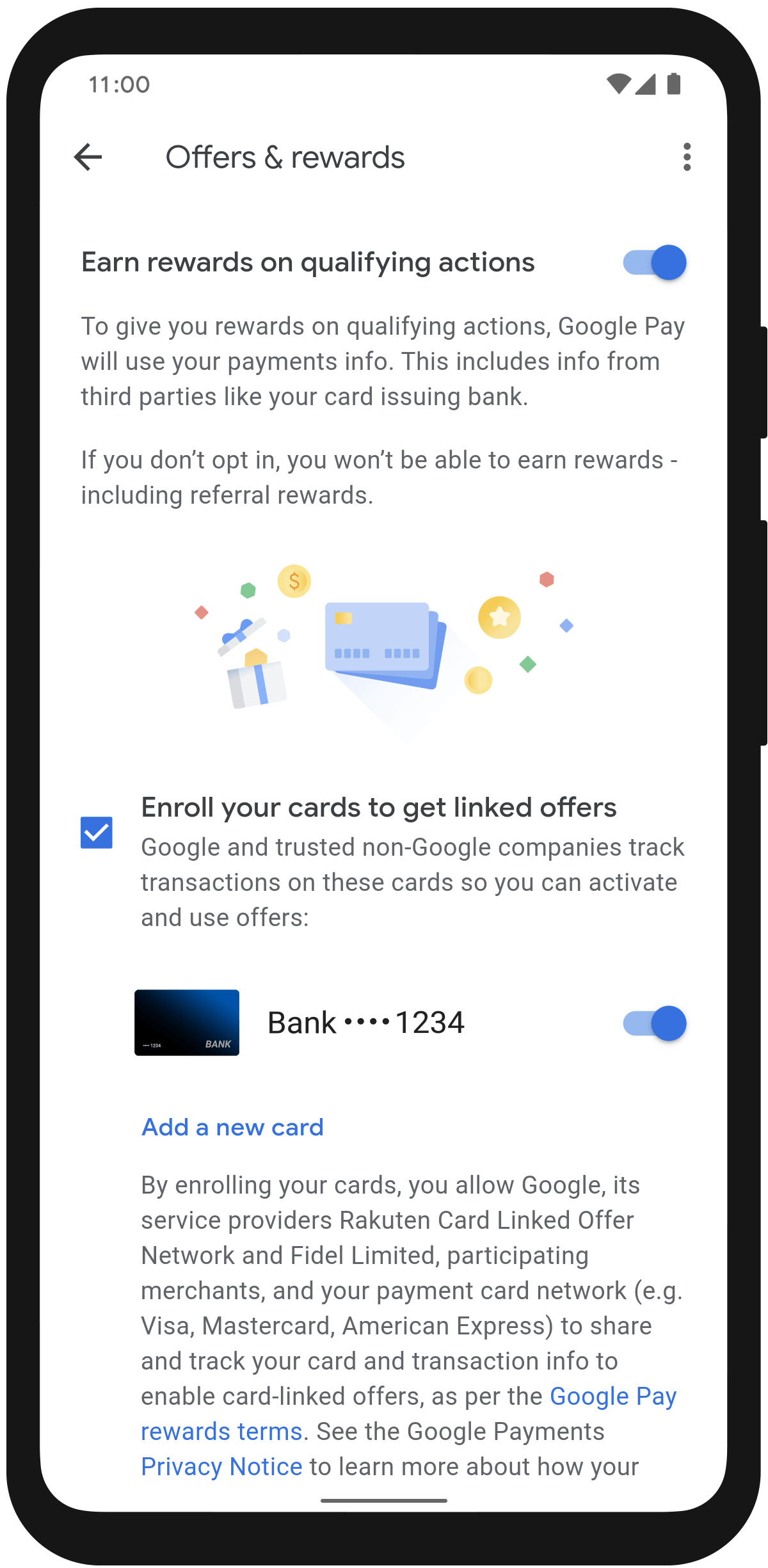 Opt in to Google Pay rewards - Guidebooks with Google