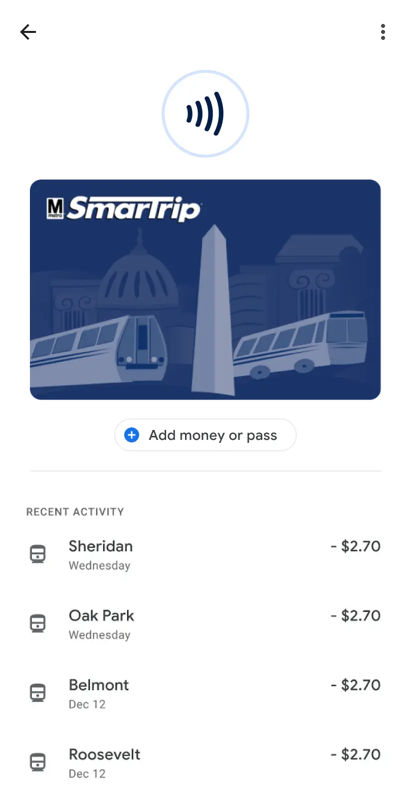 A Smartrip card integrated on Google Pay