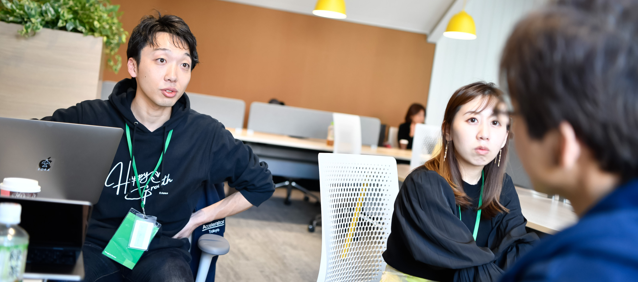 Two coworkers active listening to a conversation