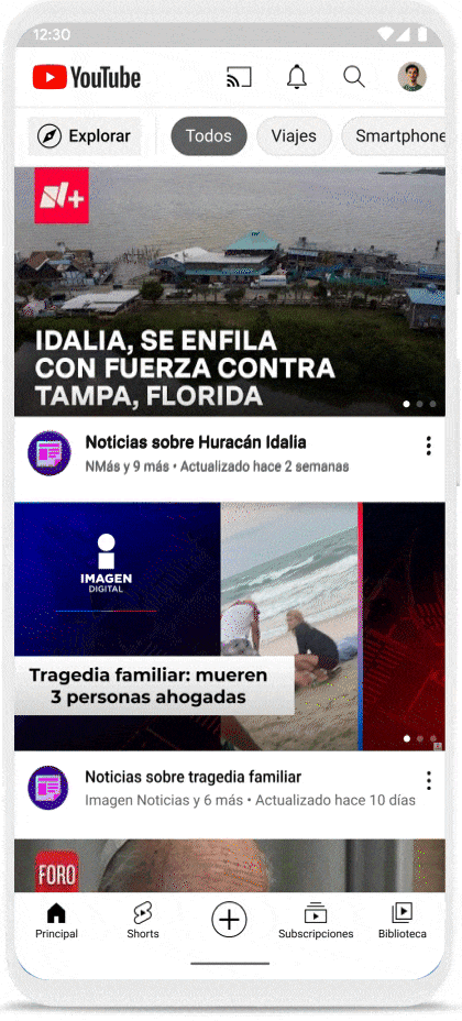 Página de reproducción para contenido de noticias en YouTube